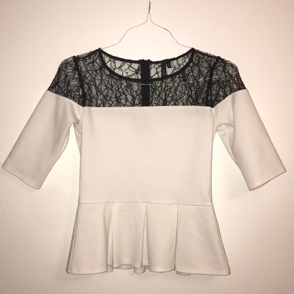 Peplum blouse with lace detailing